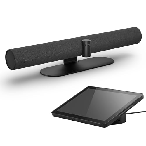 Jabra PanaCast 50 Video Bar System - All-in-one Meeting Room Solution, Audio bar, 180° Full-Room Webcam, Intelligent AI-Enabled Features, and PanaCast Control Touchscreen - All Platforms - Black