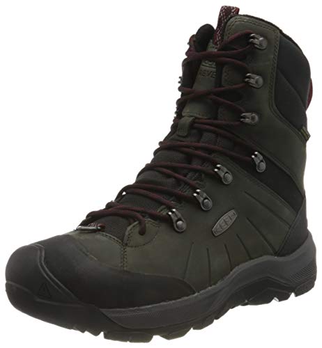 KEEN Men's Revel 4 High Polar Rain Boot, Magnet/Red Carpet, 10