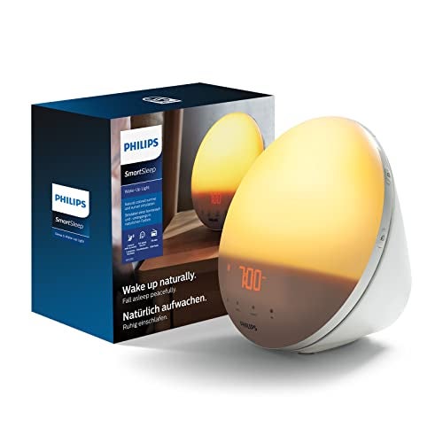 Philips Wake-up Light, Coloured Sunrise Simulation, 20 Light Levels, 7 Natural Sounds, Midnight Light (Model HF3531/01)