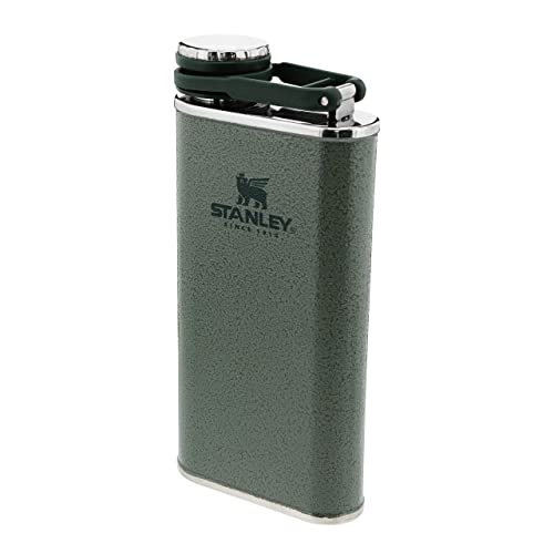 Stanley 1913 Classic Wide Mouth Flask 0.23L - With Anti-Lost Cap - Stainless Steel Wide Mouth Flask - Waterproof - BPA Free - Hammertone Green