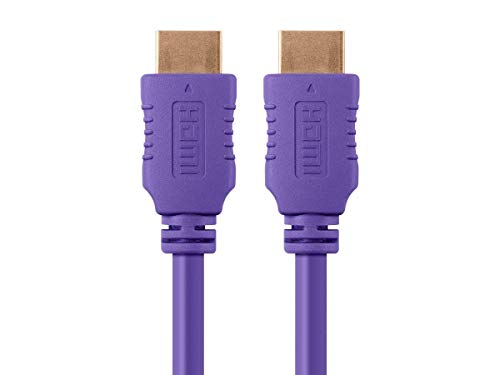 Monoprice High Speed HDMI Cable - 6 Feet - Purple | 4K@60Hz, HDR, 18Gbps, YUV 4:4:4, 28AWG - Select Series