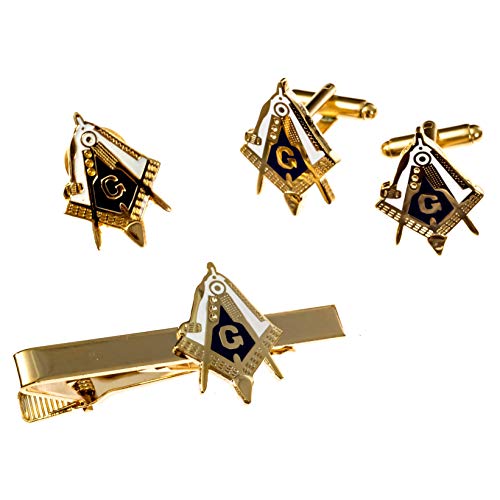 Working Tools Square & Compass Lapel Pin Tie Bar Cufflink Masonic Combo Pack