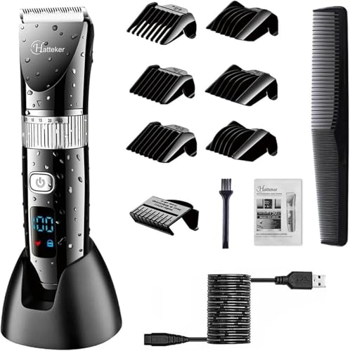 Deal on Hatteker Professional Electric Beard Trimmer with LCD Screen Wireless USB Rechargeable Waterproof