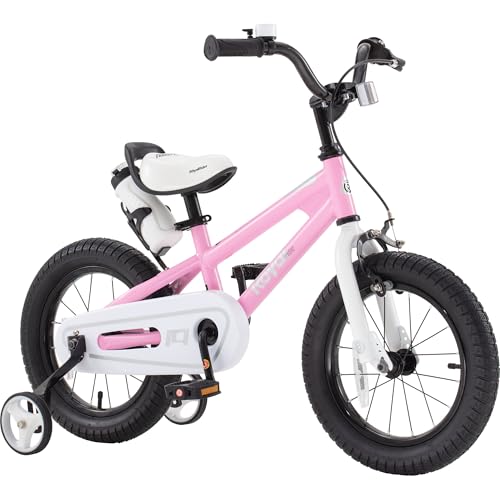 RoyalBaby Freestyle Kid’s Bike, 12 inch with Training Wheels, Pink, Gift for Boys and Girls