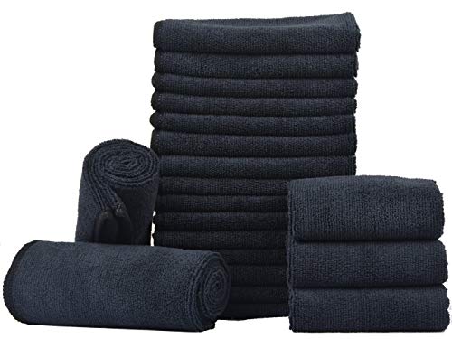 KinHwa Microfibre Cloths, Black Cleaning Cloths, Kitchen Cleaning Cloths, Washing Cloths, Washable Microfibre Cleaning Cloth, Environmentally Friendly and Lint-Free Tea Towels, Multi-Purpose 30 cm x
