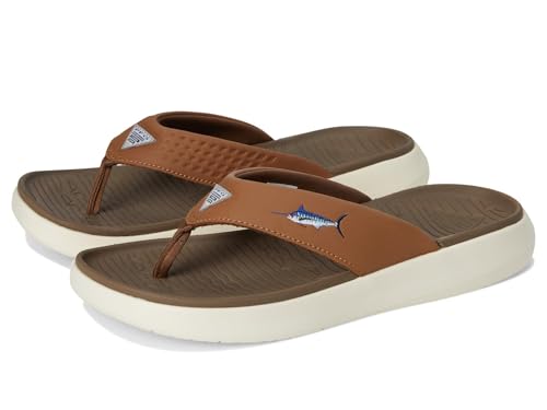 Columbia Men's Boatside Fish Flip Sport Sandal, Dark Truffle/Elk, 15