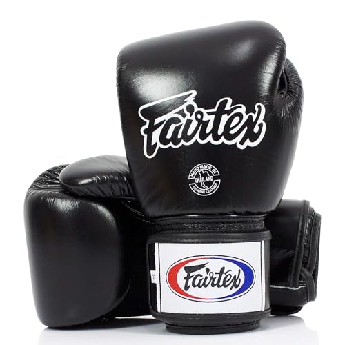 Fairtex Muay Thai Boxing Gloves Bgv1 Size : 10 12 14 16 Oz. Training Sparring All Purpose Gloves For Kick Boxing Mma K1 (Solid Black, 16 Oz)