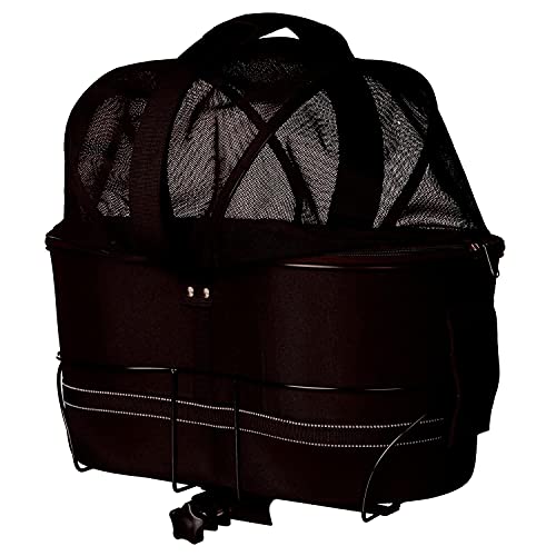 TRIXIE Bicycle Basket for Dogs up to 6 kg 29 × 42 × 48 cm – Dog Bicycle Basket for Pannier Rack – with Sturdy Metal Frame, Soft Padding and Mesh Cover, 13118