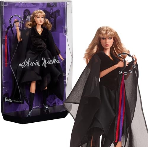 Barbie Doll, Stevie Nicks for the Barbie Music Collector Series, Barbie Signature, Black Velvet and Chiffon Dress, Tambourine