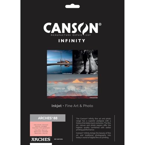 Canson Infinity Arches 88 Ultra Smooth Matte White Inkjet Paper, 310 g/m², 8.5 x 11 inches, 21.6 x 27.9 cm, 25 Sheets