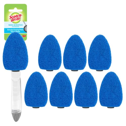 Scotch-Brite Non-Scratch Dishwand Kit, Includes 1 Wand & 8 Refill Pads, Keep Hands Out of The Mess