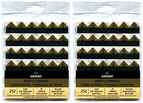 2-Pack Bundle - Canson Self Adhesive Photo Corners, Peel-Off Archival Quality, Gold, 252 count each Pack
