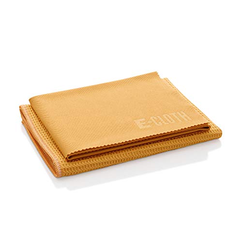 E-Cloth Microfiber Cleaning Cloth Glass Kit - Streak-Free Window & Glass Cleaning - Reusable Microfiber Towels for Cars, Windows, Mirrors & More - Tangerine Orange
