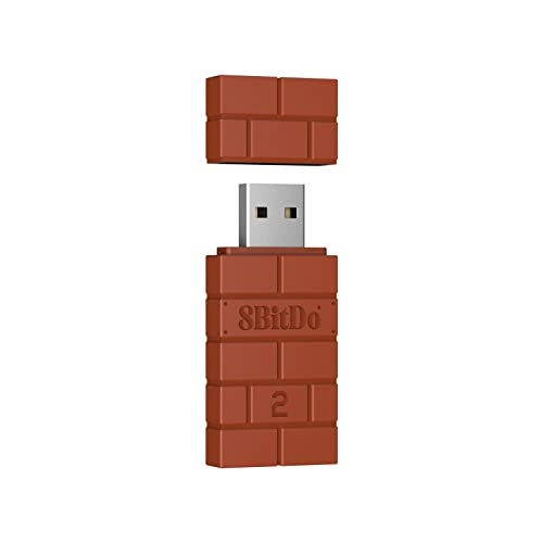 8Bitdo Wireless USB Adapter 2 for Switch, Windows, Mac & Raspberry Pi Compatible with Xbox Series X & S Controller, Xbox One Bluetooth Controller, Switch Pro and PS5 Controller (Brown)