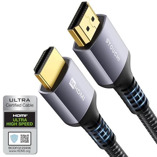Stouchi 10K 8K HDMI Cable 6ft 48Gbps (Certified) Ultra High Speed HDMI® Cable, 8K60Hz 4K120Hz 144Hz eARC HDCP 2.2&2.3 HDR10+ Dolby Compatible with PS5 PlayStatio5 Xbox Series X Apple TV 4K