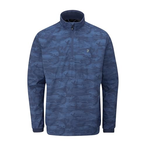 Farah Golf Men's Farah Parker Rain Jacket Pullover Jacket, Regatta Blue, Small