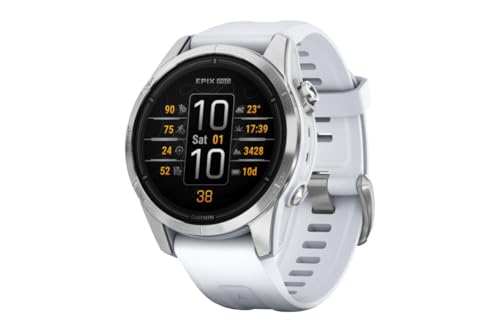 Garmin epix PRO Gen 2, 42mm Premium Multisport GPS Smartwatch, AMOLED Touch Screen, Advanced Health and Training Features, Built in Flashlight, Adventure Watch with up to 10 days battery life, White