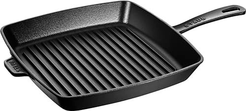 Staub 12123023 Cast Iron Square Grill Pan, 30 cm, Black