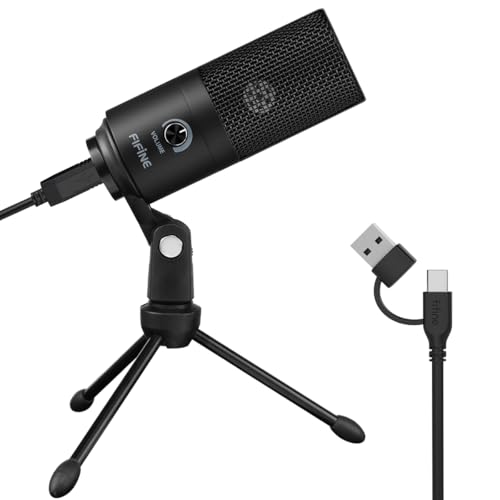 FIFINE USB Microphone, Metal Condenser Recording Microphone for Laptop MAC or Windows Cardioid Studio Recording Vocals, Voice Overs,Streaming Broadcast and YouTube Videos-K669B