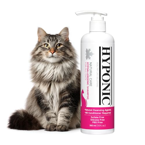 HYPONIC Hypoallergenic Premium Natural Therapy Shampoo for All Cats Scented, 10.14 oz - Cat Shampoo for Dry Skin, Dandruff, Allergy