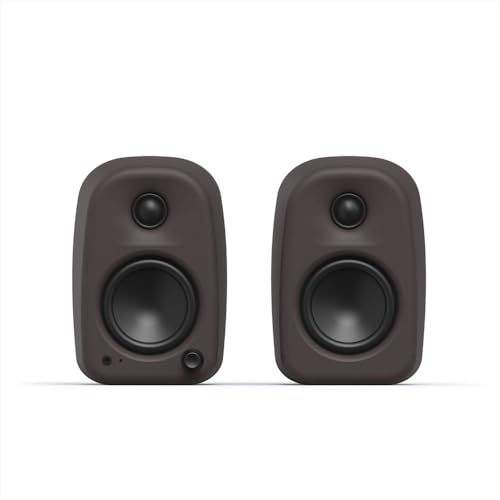 Kanto UKI 100 W Active Desktop Computer Speakers with Bluetooth and USB-C | Intelligent Sub Integration | Headphone Out | Pair | Pumice