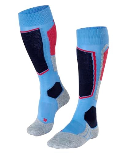 FALKE SK2 Wool Women's Ski Socks Black Blue Many Other Colours Thick Reinforced Ski Socks without Pattern with Medium Padding Knee High and Warm for Skiing 1 Pair