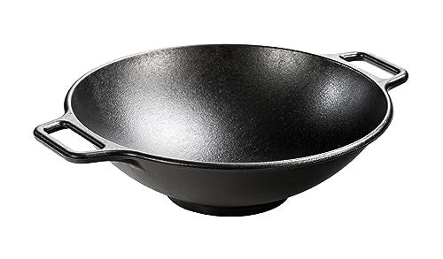 Lodge P14W3 Seasoned Cast Iron Wok, 14 inch,Black