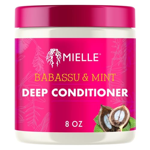Mielle Organics Babassu & Mint Deep Conditioner - Moisturizing Hydrating Repair for Dry Damaged Frizzy Hair 8-Ounces | with Protein, Conditioning Deep Treatment, for Dry