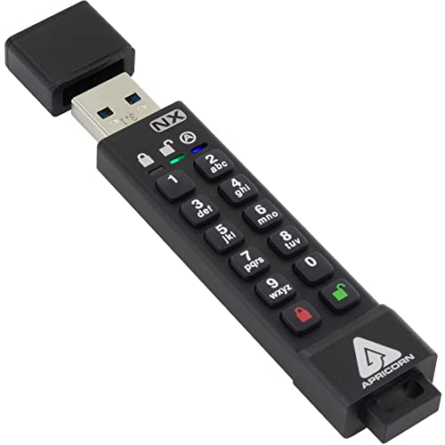 Apricorn Aegis Secure Key 3 NX 32GB 256-Bit Encrypted FIPS 140-2 Level 3 Validated Secure USB 3.0 Flash Drive, ASK3-NX-32GB, Black