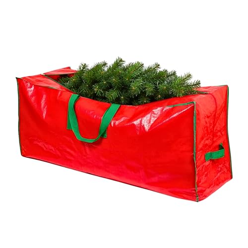 Christmas Tree Storage Bag - Stores Up To 7.5 Foot Disassembled Artificial Xmas Tree, Durable Waterproof Material Zippered Storage Container With Carry Handles
