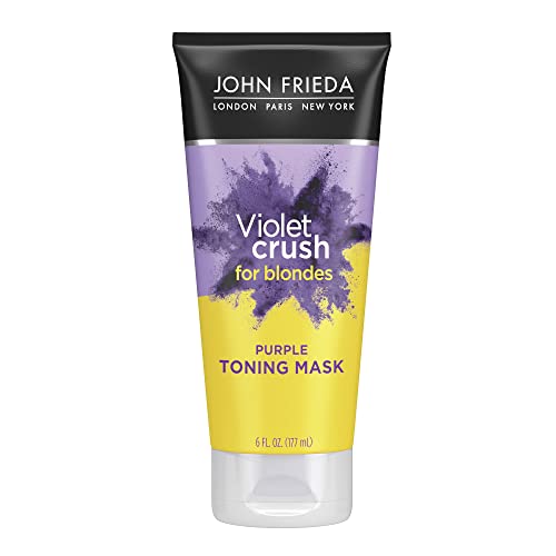 John Frieda Violet Crush Purple Toning Mask, Removes Brassy Tones, Smooths Damaged Hair Cuticles for Cooler, More Luminous, Salon-Fresh Blonde. Safe for Natural and Color-Treated Blonde Hair, 6 Oz