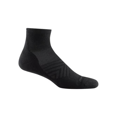 Darn Tough Men's Run 1/4 Ultra-Lightweight with Cushion - Large Black Merino Wool Socks for Running