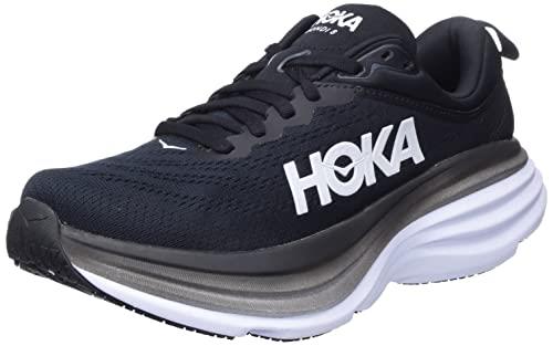 HOKA ONE ONE Womens Bondi 8 Textile Trainers, Black/White, 8 US