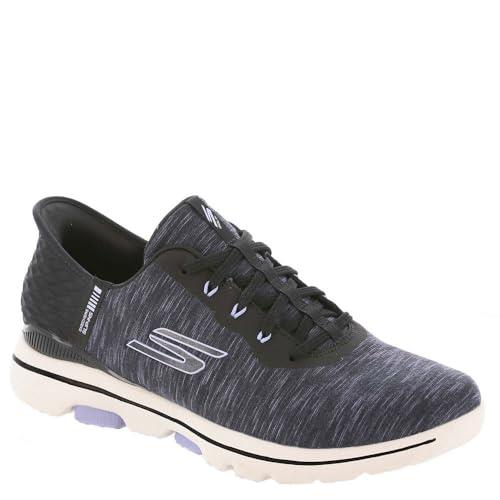 Skechers Women's Go Walk 5 Relaxed Fit Slip-in Golf Shoe Sneaker, Black/Lavender, 9