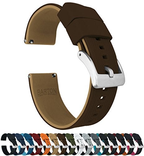 20mm Brown/Khaki - BARTON WATCH BANDS Elite Silicone Watch Bands - Quick Release - Choose Strap Color & Width