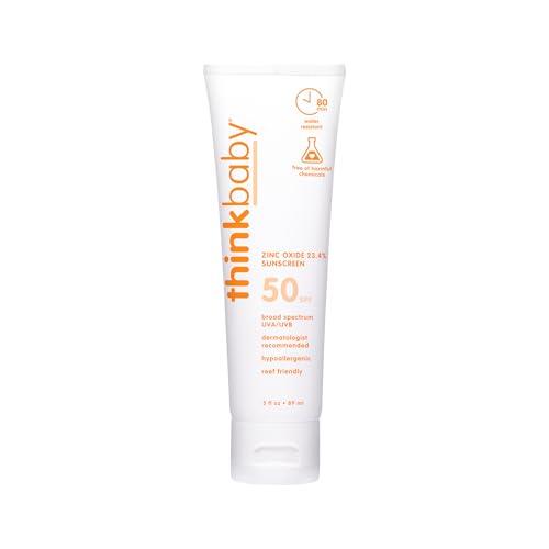 Thinkbaby Baby Sunscreen Natural Sunblock by, Safe, Water Resistant Sunscreen - SPF 50+ (3 ounce)