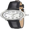 Timex Women's T2H331 Indiglo Leather Strap Watch, Black/Silver-Tone/White, Black/Silver-Tone/White, One Size, Quartz Watch