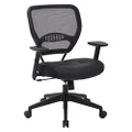 SPACE Seating Professional AirGrid Dark Back and Padded Black Eco Leather Seat, 2-to-1 Synchro Tilt Control, Adjustable Arms and Tilt Tension with Nylon Base Managers Chair