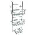 Zenna Home Hanging Shower Caddy, Over the Door, Rust Resistant, with 2 Storage Baskets, Soap Dish, Razor Holders and Hooks, Bathroom or Kitchen Shelf Organizer, No Drilling, Chrome