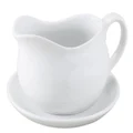 HIC Harold Import Co. NT750 Hotel Gravy Sauce Boat with Saucer Stand, Fine White Porcelain, 24-Ounces