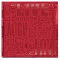 MCS MBI 13.5x12.5 Inch Embossed Gloss Expressions Scrapbook Album with 12x12 Inch Pages, Red, Embossed "Live, Laugh, Love" (848115)