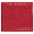 MCS MBI 13.5x12.5 Inch Embossed Gloss Expressions Scrapbook Album with 12x12 Inch Pages, Red, Embossed "Live, Laugh, Love" (848115)