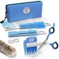 Scaredy Cut Silent Pet Grooming Kit For Cats & Dogs - Quiet Alternative to Electric Clippers For Sensitive Pets - Right-Handed, Blue