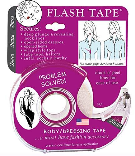 Braza Flash Tape - Double Sided Clear Adhesive Clothing, Fabric and Body Tape - 20ft