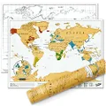 Scratch Map Travel Map – Travel sized personalized Scratch off world map poster, Manufactured in the UK