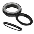 Fotodiox 49mm Macro Reverse Ring Filter Kit Compatible with 49mm Filter Thread Lenses to Nikon F-Mount Cameras - with UV Filter, Mechanical Aperture Control Adapter, and Cap