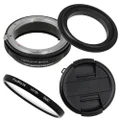 Fotodiox 58mm Macro Reverse Ring Filter Kit Compatible with 58mm Filter Thread Lenses to Nikon F-Mount Cameras - with UV Filter, Mechanical Aperture Control Adapter, and Cap