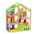 Hape All Seasons Kids Wooden Dollhouse by | Award Winning 3 Story Dolls House Toy with Furniture, Accessories, Movable Stairs and Reversible Season Theme