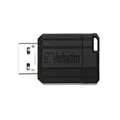 Verbatim 128GB PinStripe Retractable USB 2.0 Flash Thumb Drive with Microban Antimicrobial Product Protection – Black