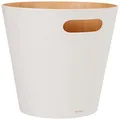 Umbra Woodrow Trash Can – Duo-Tone Wood Wastebasket Garbage Can for Office, Study, Bathroom, Living Room, Powder Room and More, 2 Gallon/7.5 L, White/Natural